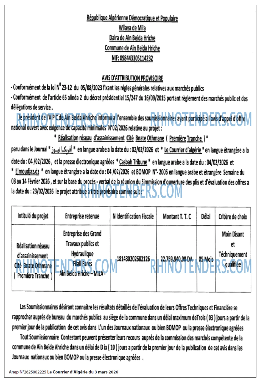Le Courrier d'Algerie