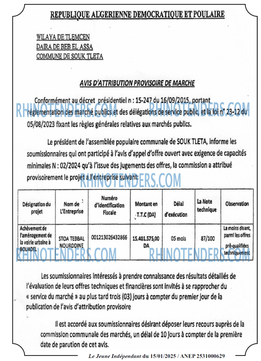 Le jeune indépendant