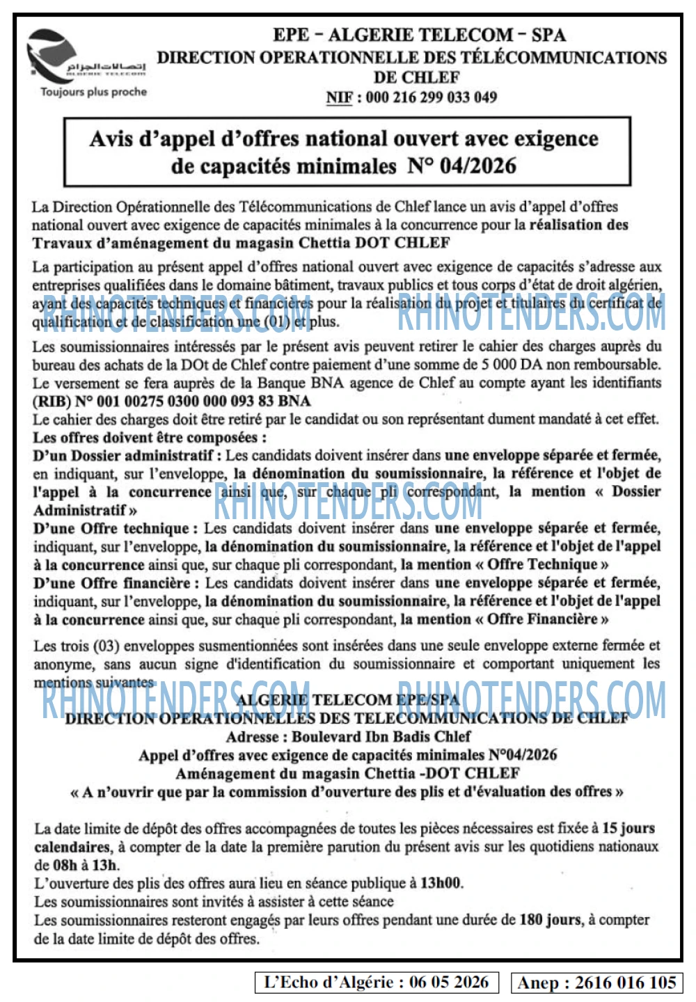 L'ECHO D'ALGERIE
