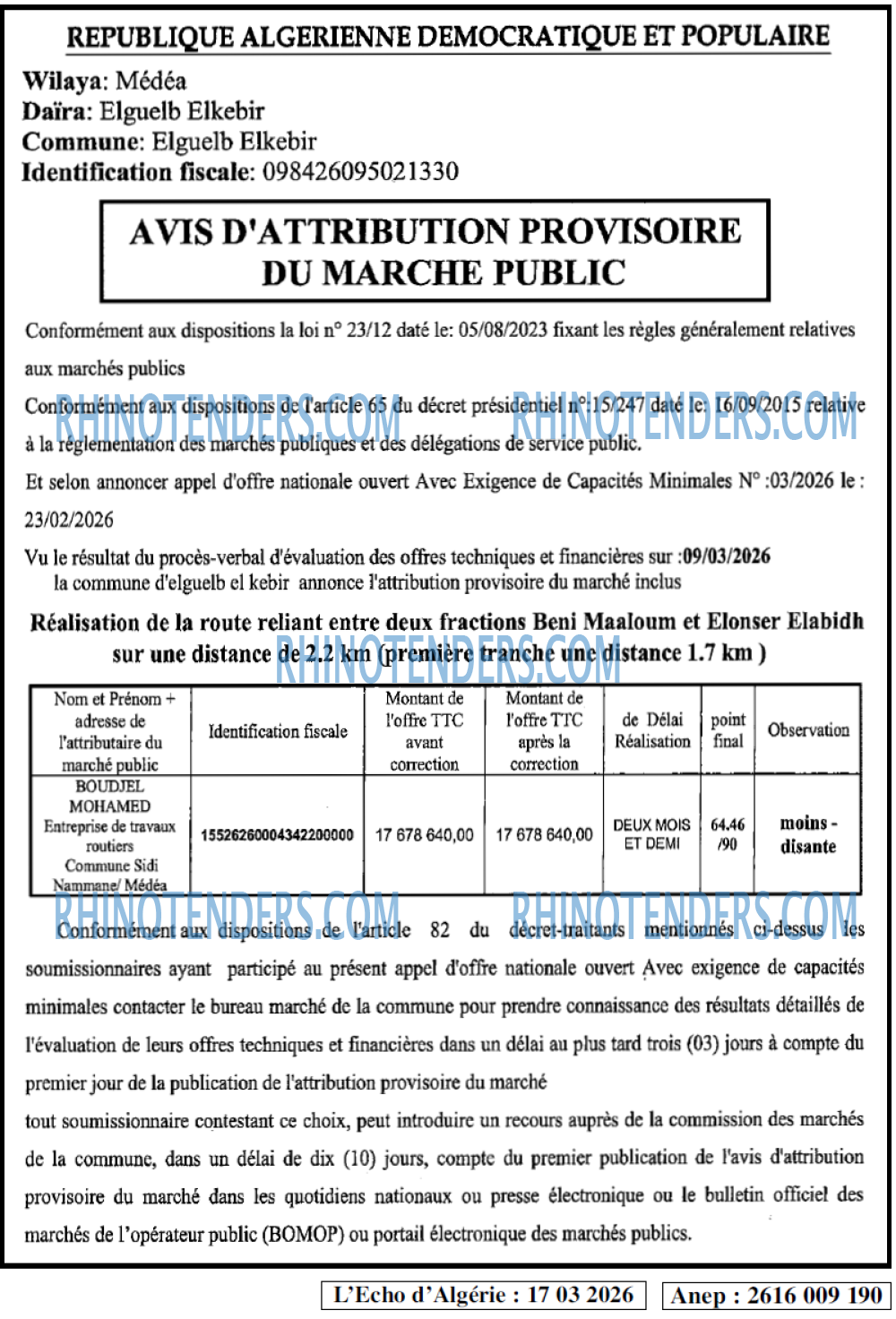 L'ECHO D'ALGERIE