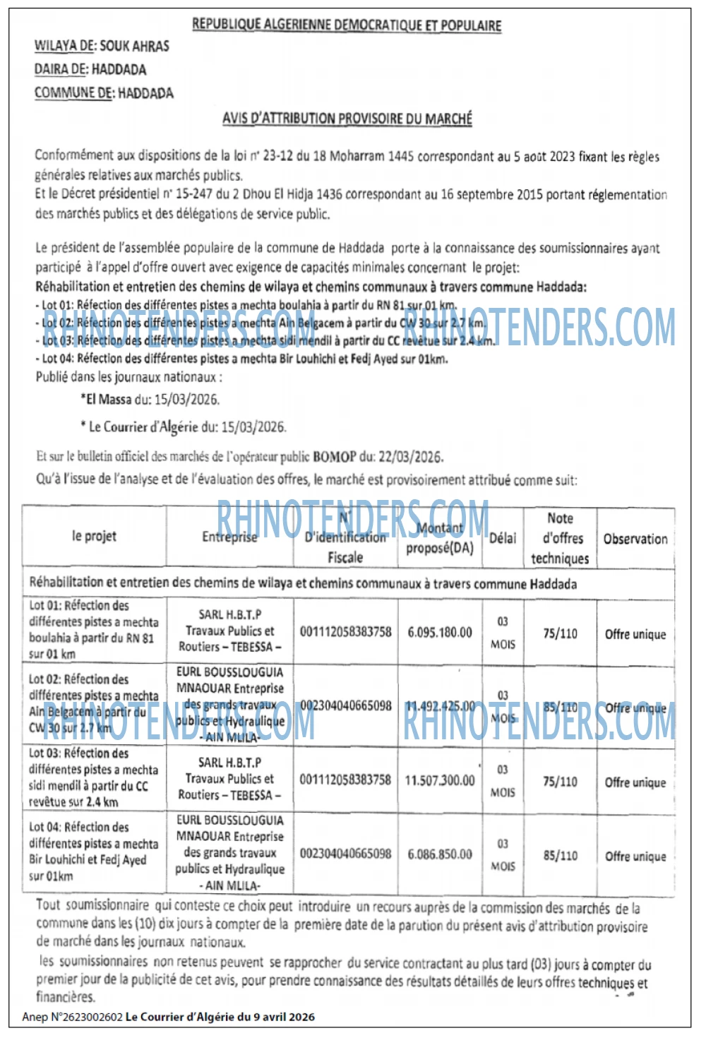 Le Courrier d'Algerie
