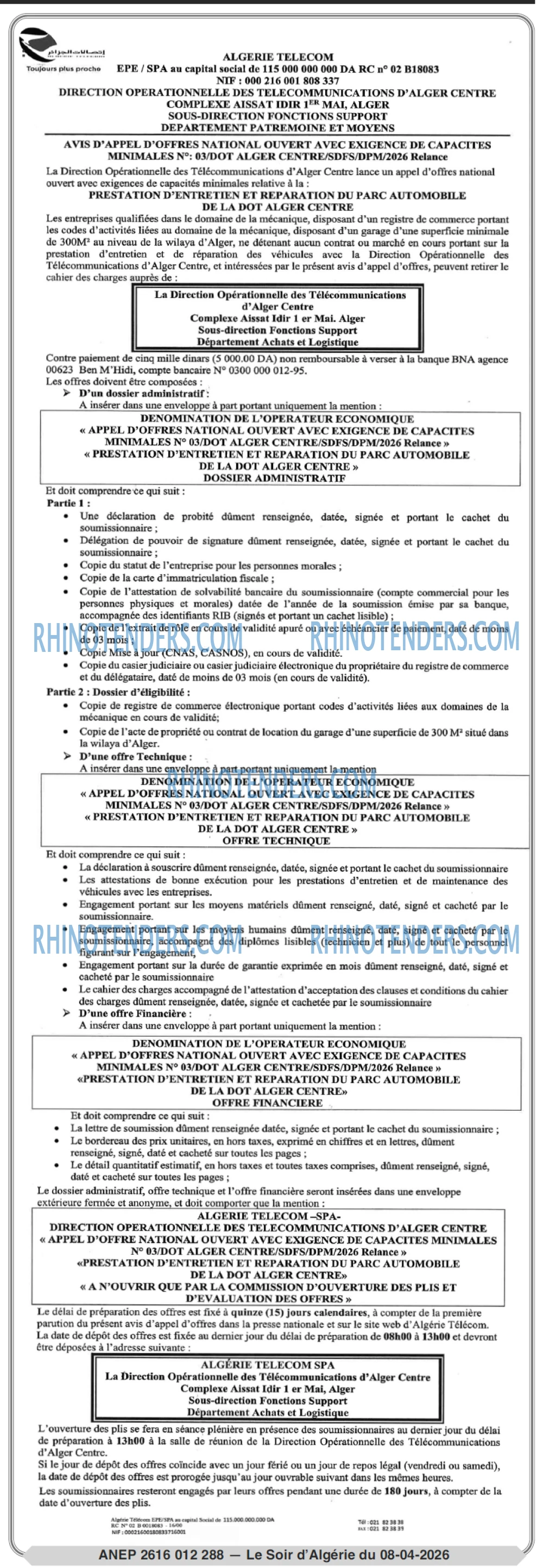 LE SOIR D'ALGERIE