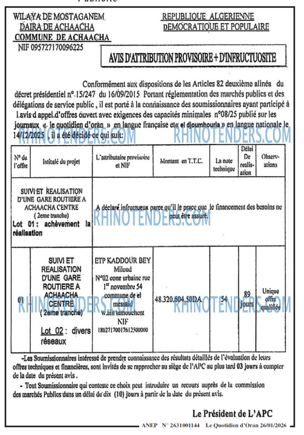 Le Quotidien d'Oran