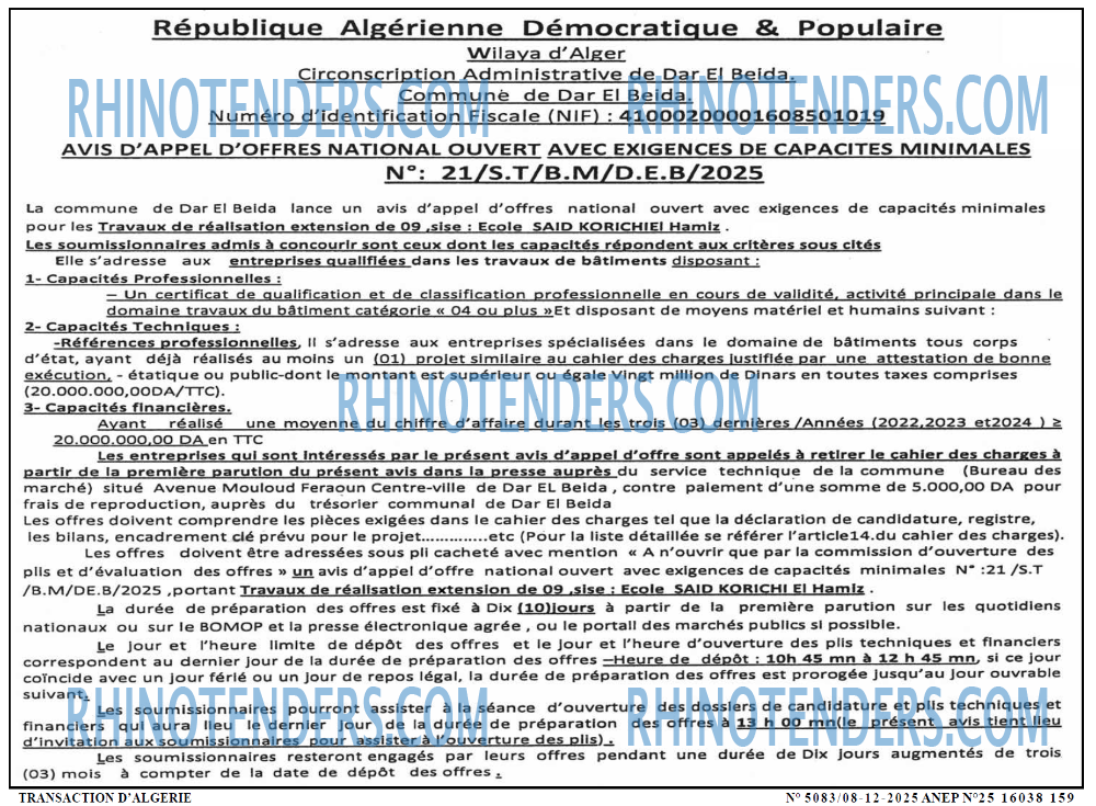 TRANSACTION D'ALGERIE