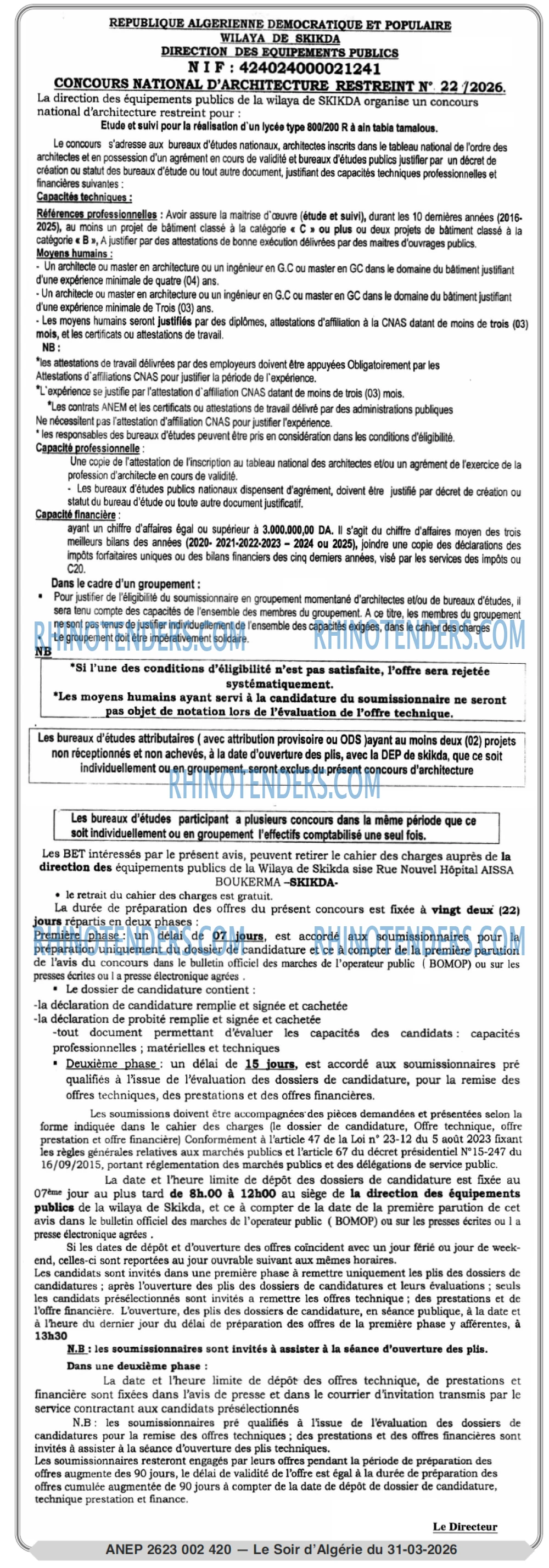LE SOIR D'ALGERIE