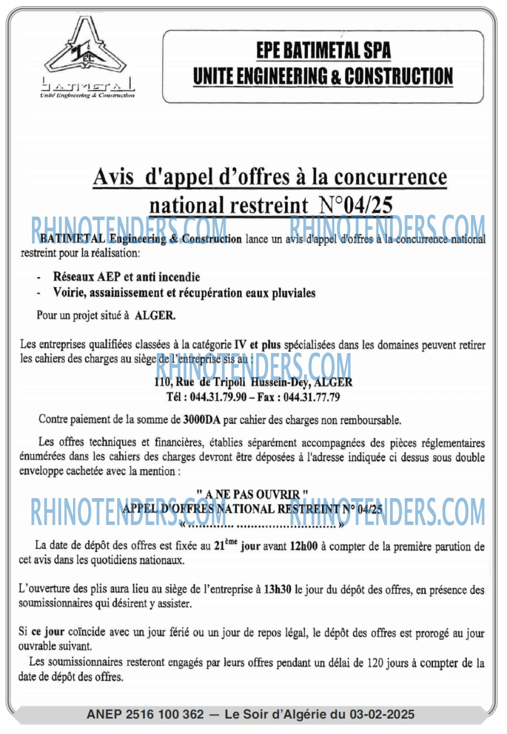 LE SOIR D'ALGERIE