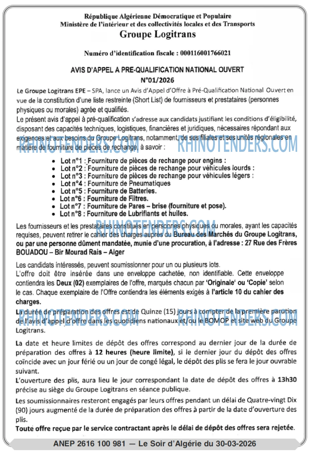 LE SOIR D'ALGERIE