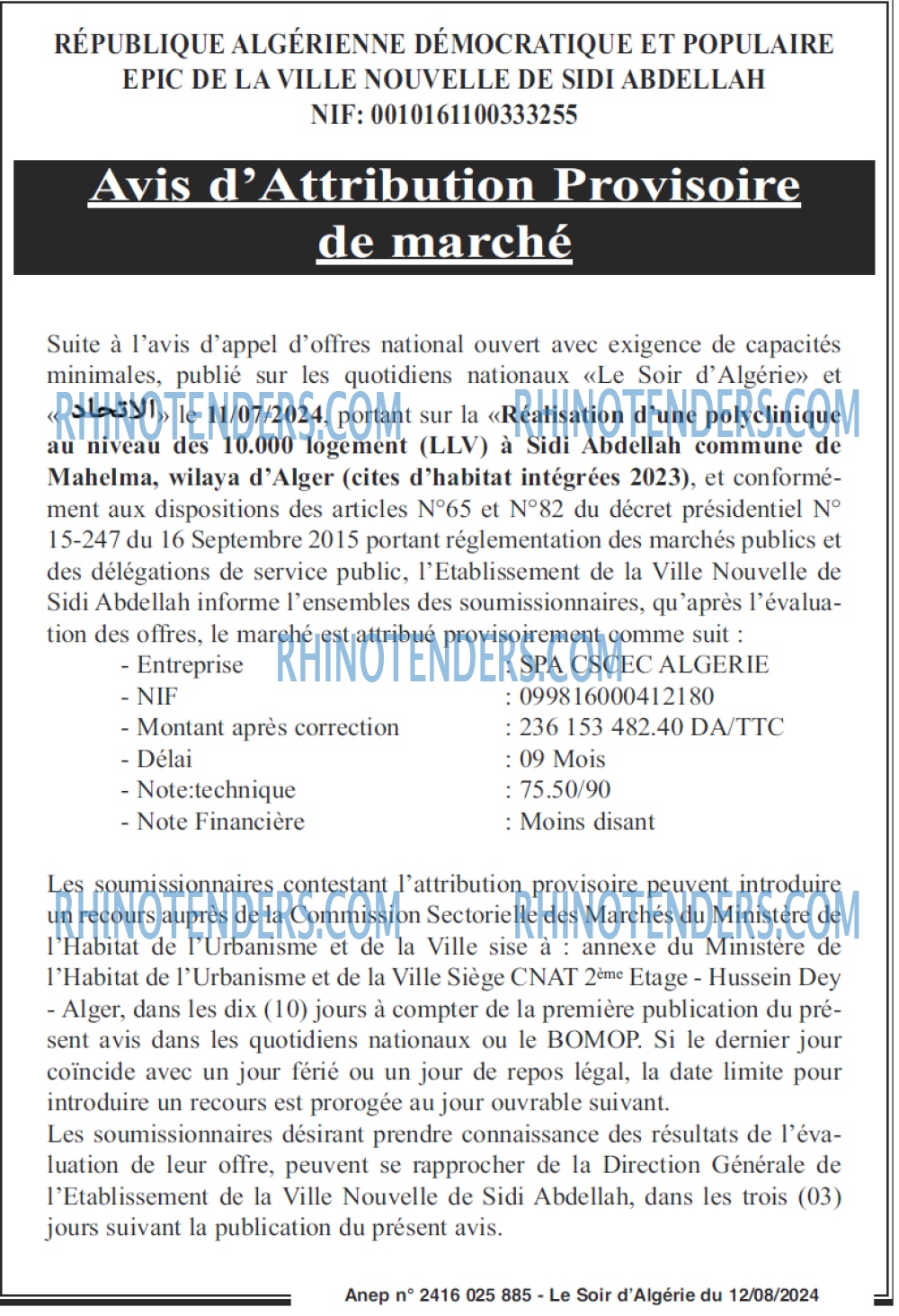LE SOIR D'ALGERIE