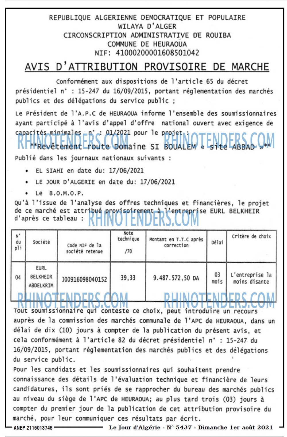 Le Jour d'Algérie
