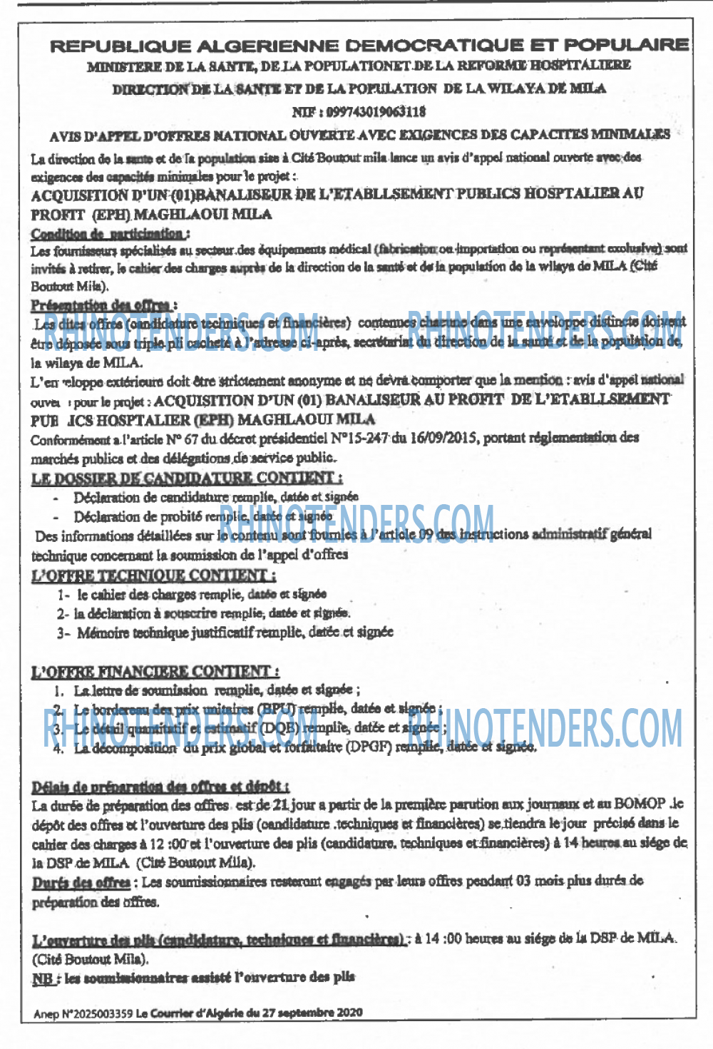 Le Courrier d'Algerie