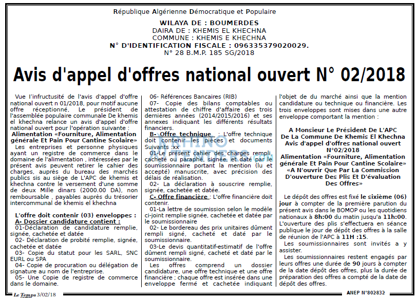 LE TEMPS D'ALGERIE
