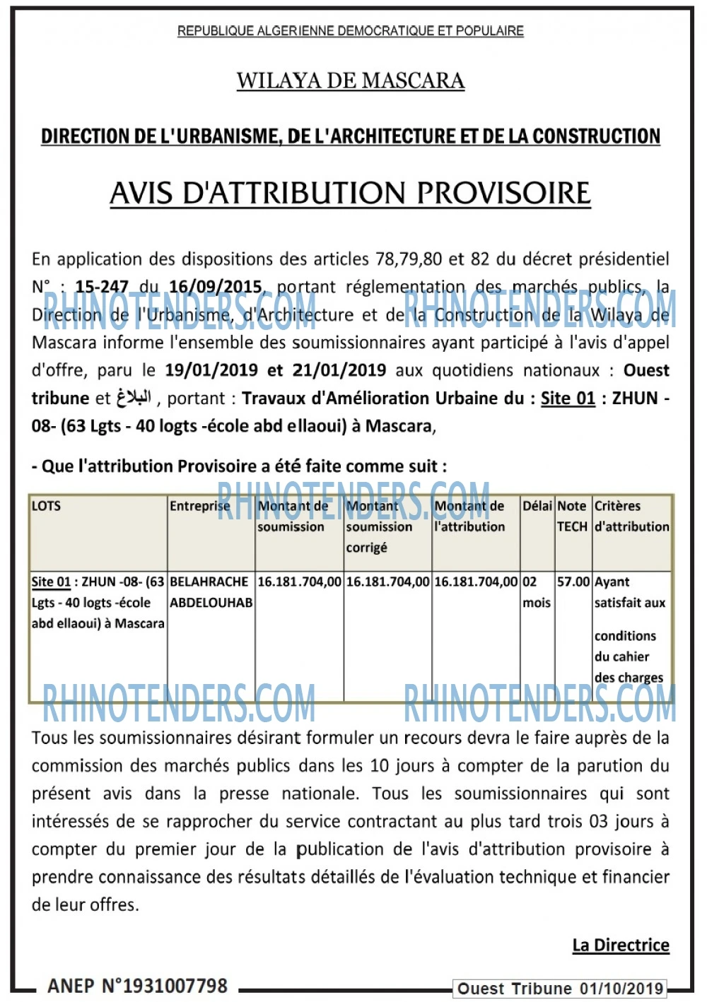 ouest TRIBUNE