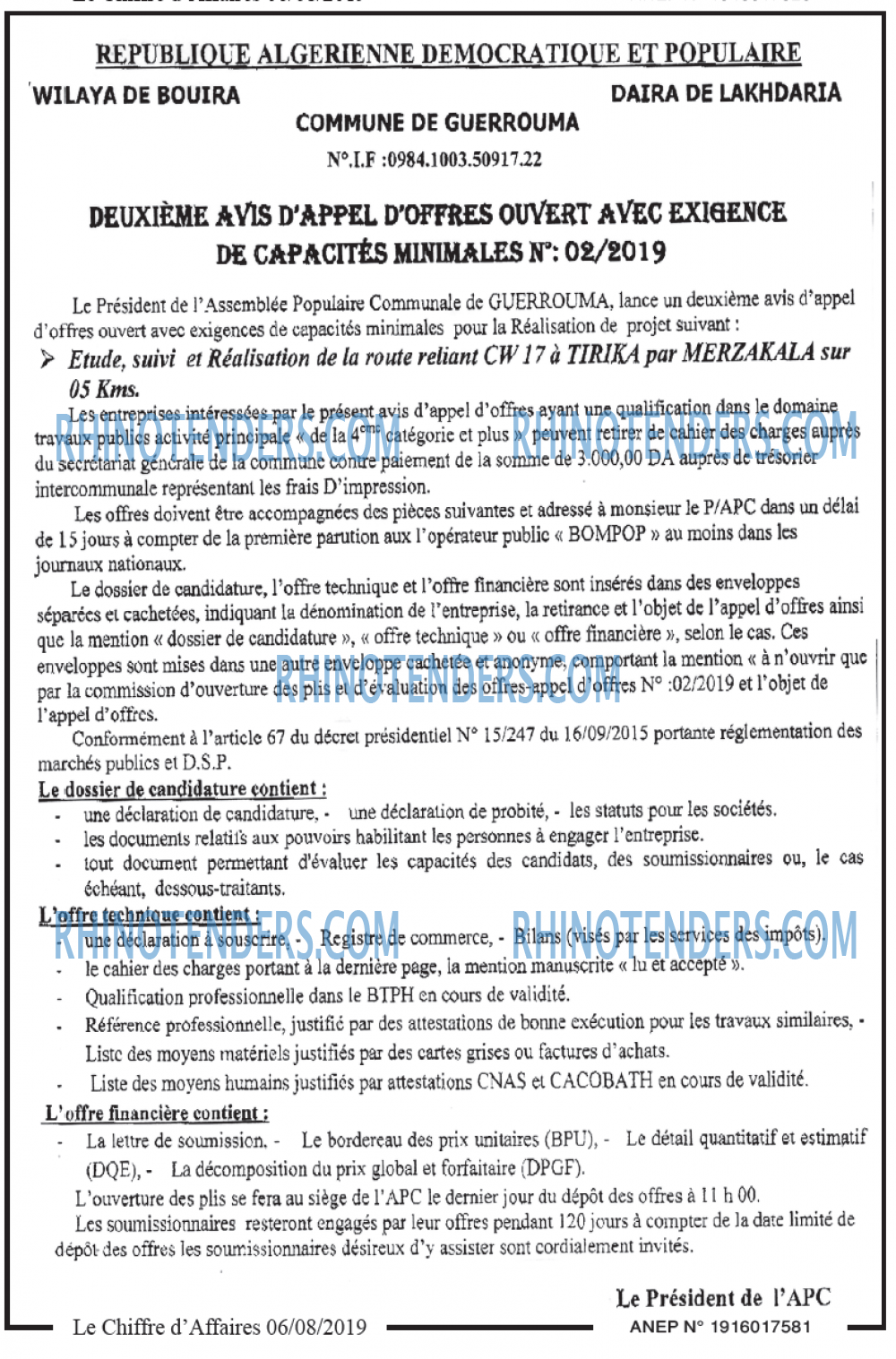 Le Chiffre d'Affaires