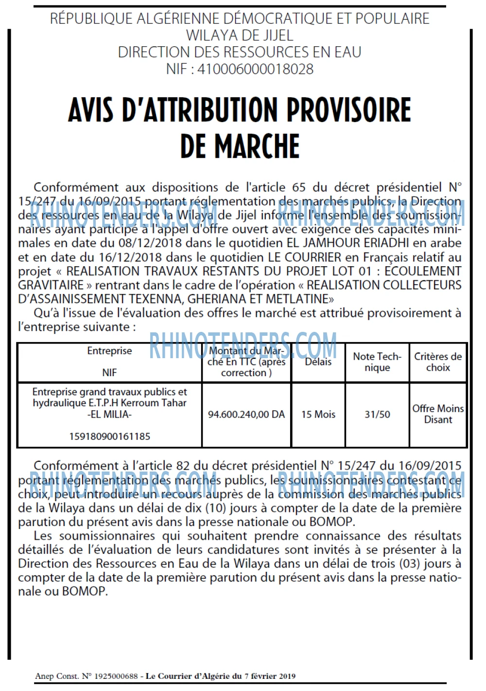 Le Courrier d'Algerie