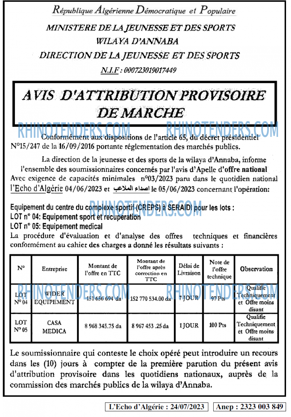 L'ECHO D'ALGERIE