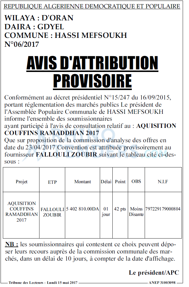 TRIBUNE DES LECTEURS