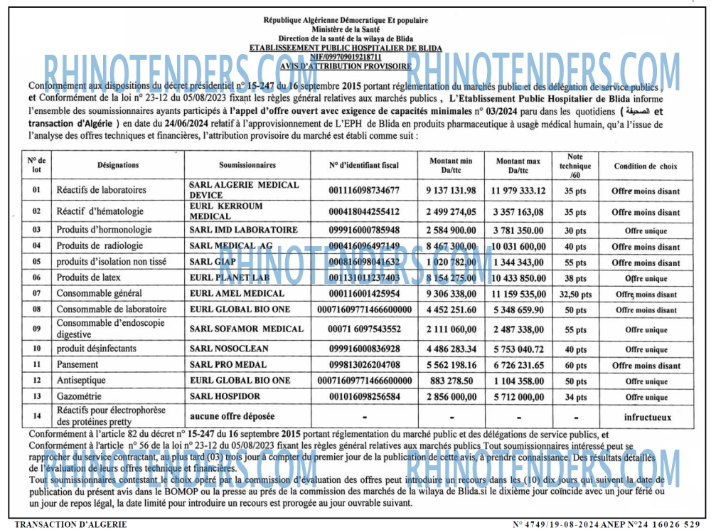 TRANSACTION D'ALGERIE