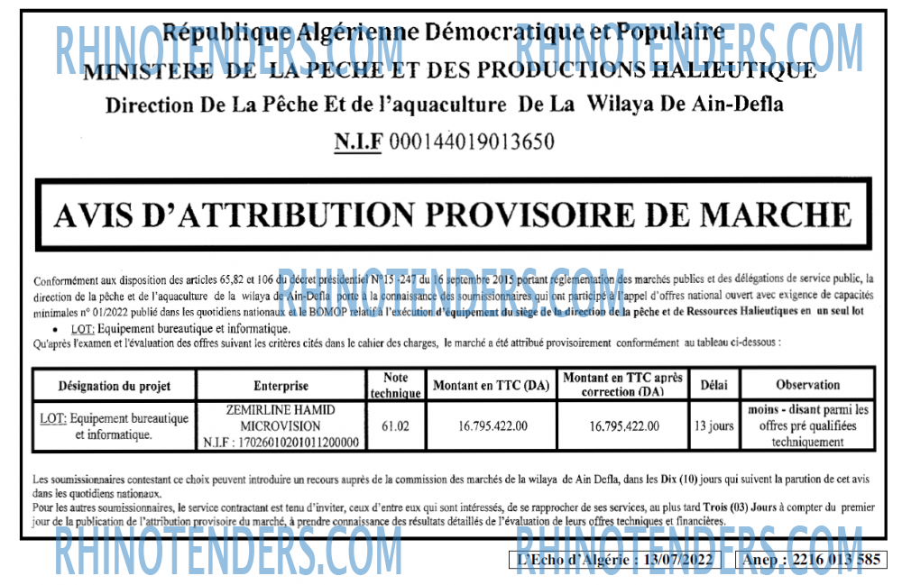 L'ECHO D'ALGERIE