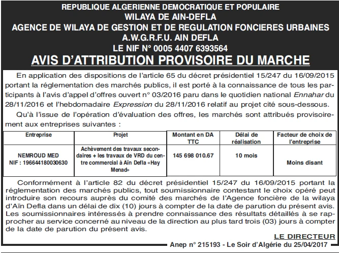 LE SOIR D'ALGERIE