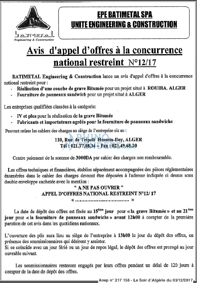 LE SOIR D'ALGERIE