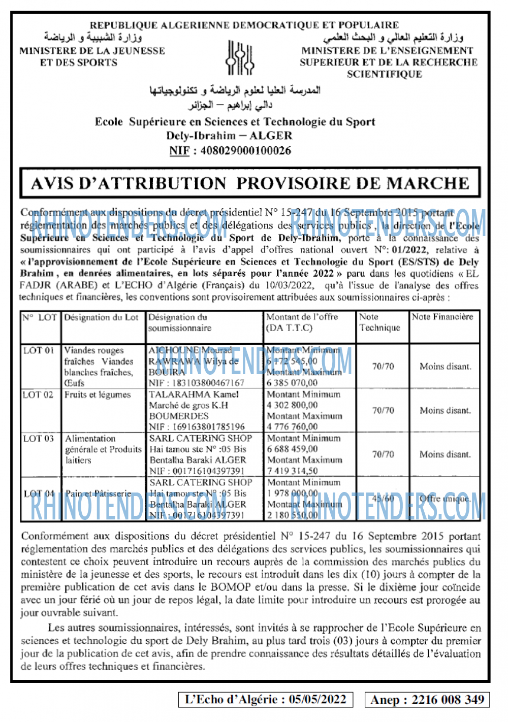 L'ECHO D'ALGERIE