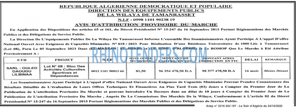 LE SOIR D'ALGERIE