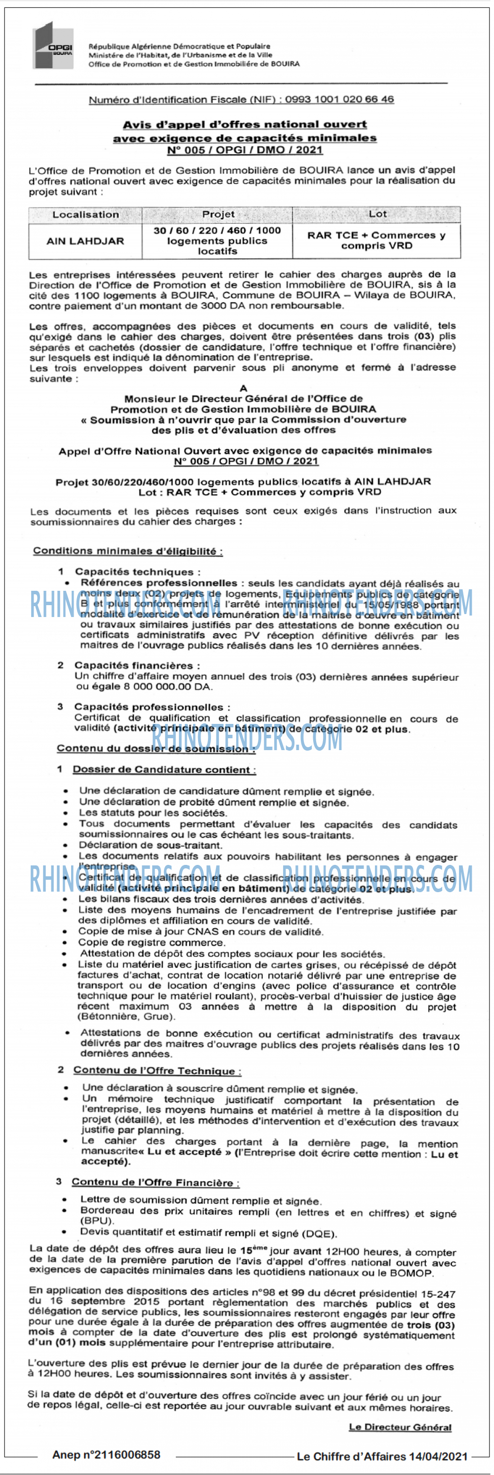 Le Chiffre d'Affaires