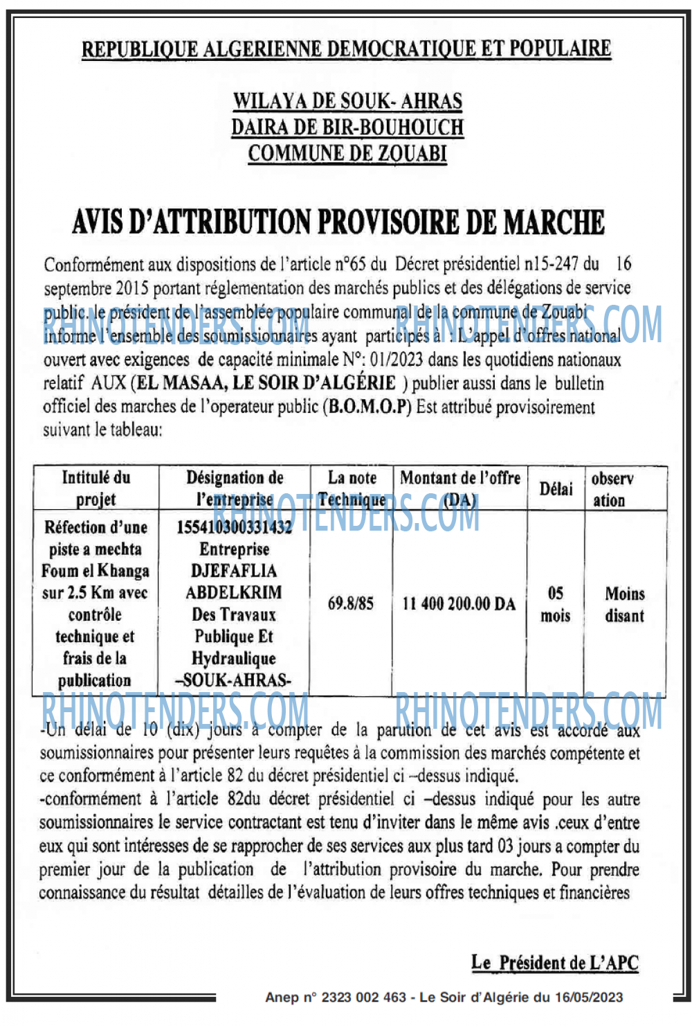 LE SOIR D'ALGERIE