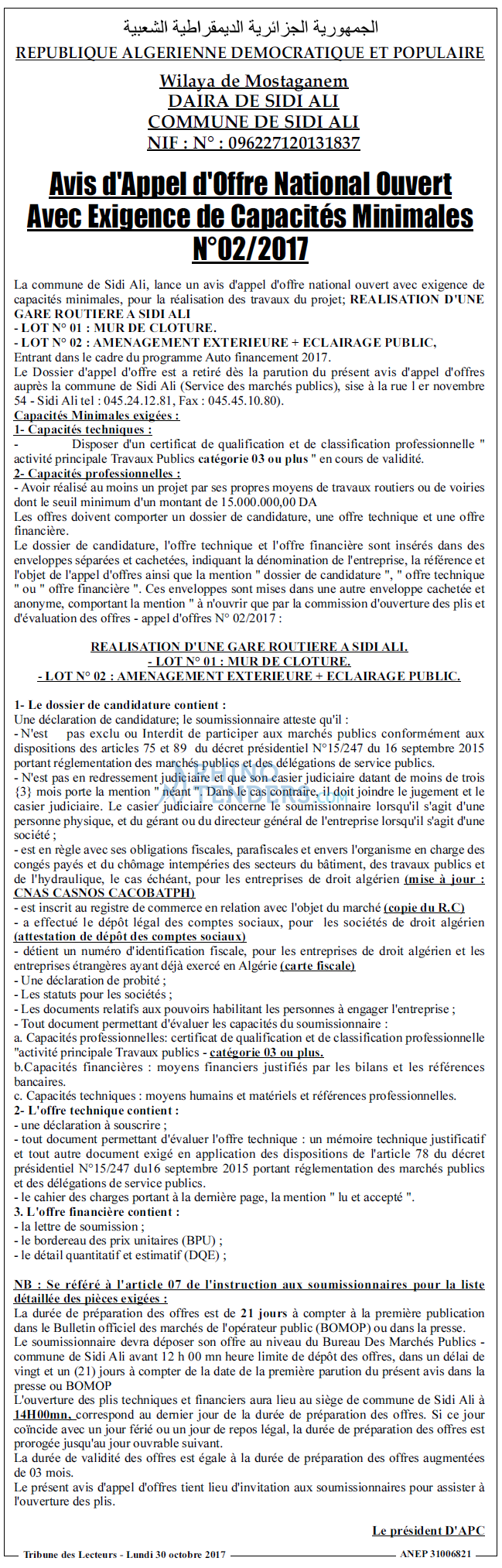 TRIBUNE DES LECTEURS