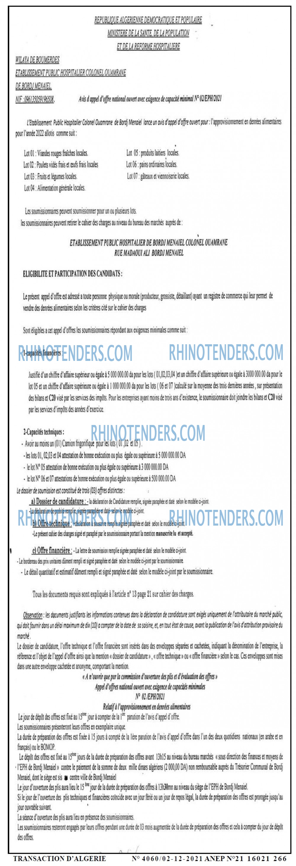 TRANSACTION D'ALGERIE