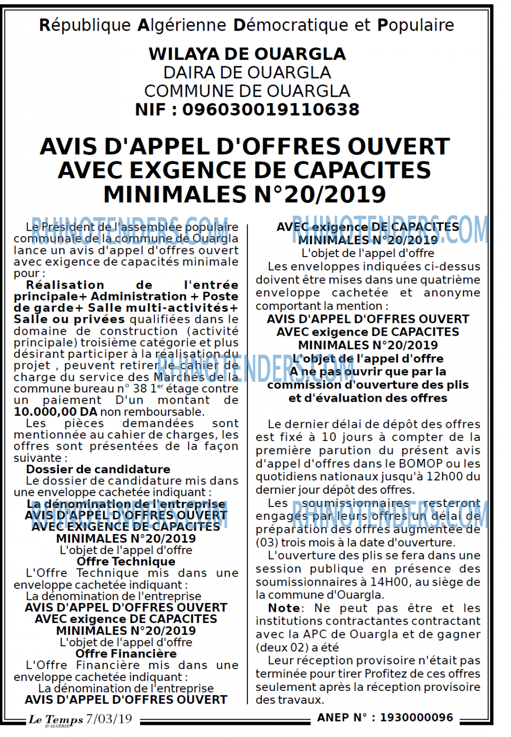 LE TEMPS D'ALGERIE