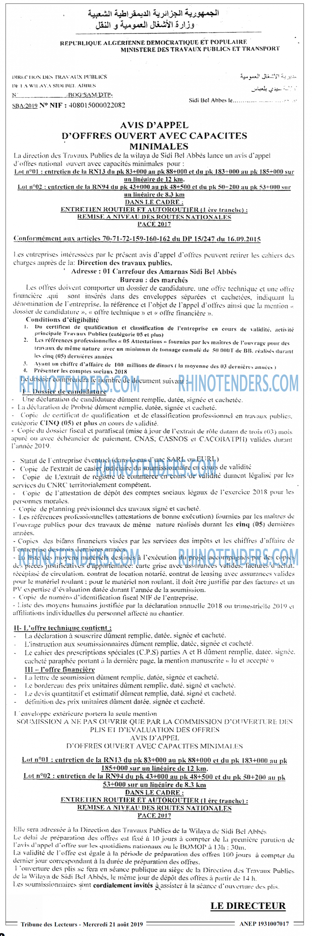 TRANSACTION D'ALGERIE