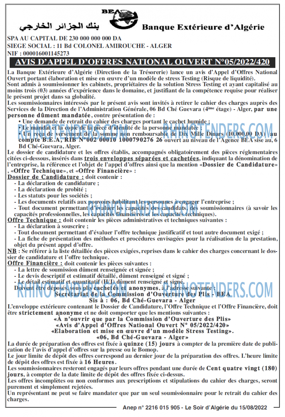 LE SOIR D'ALGERIE