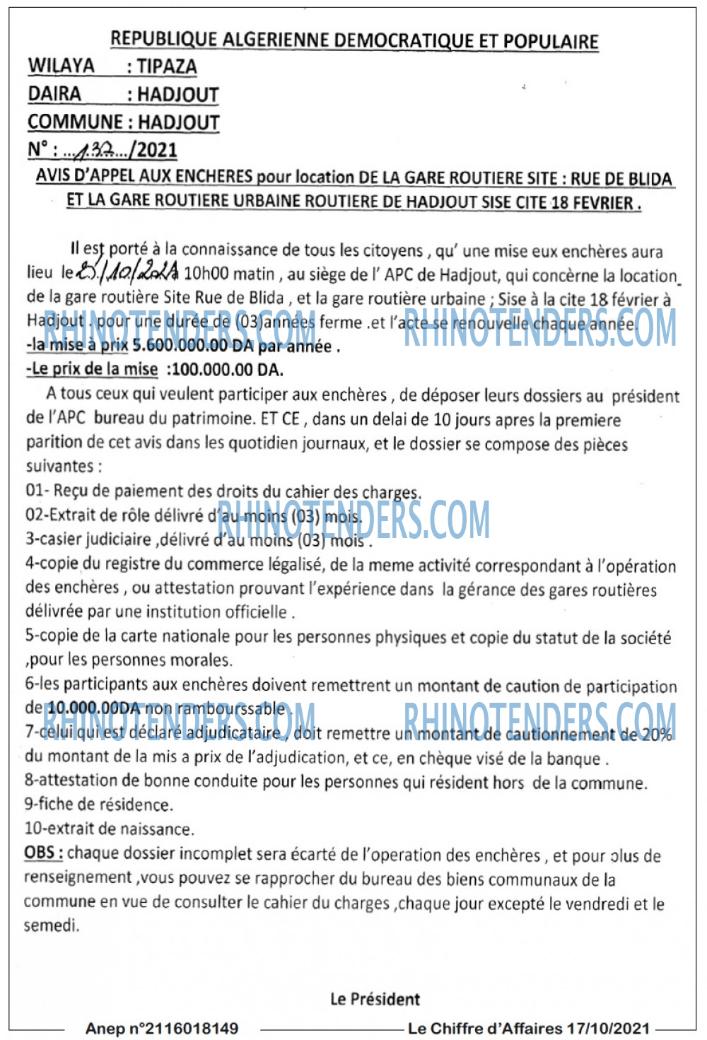 Le Chiffre d'Affaires