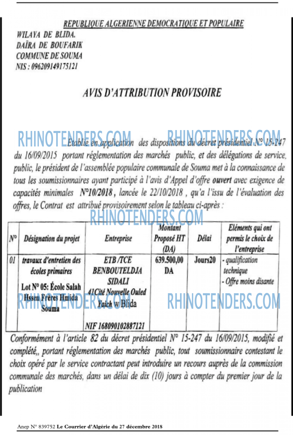 Le Courrier d'Algerie