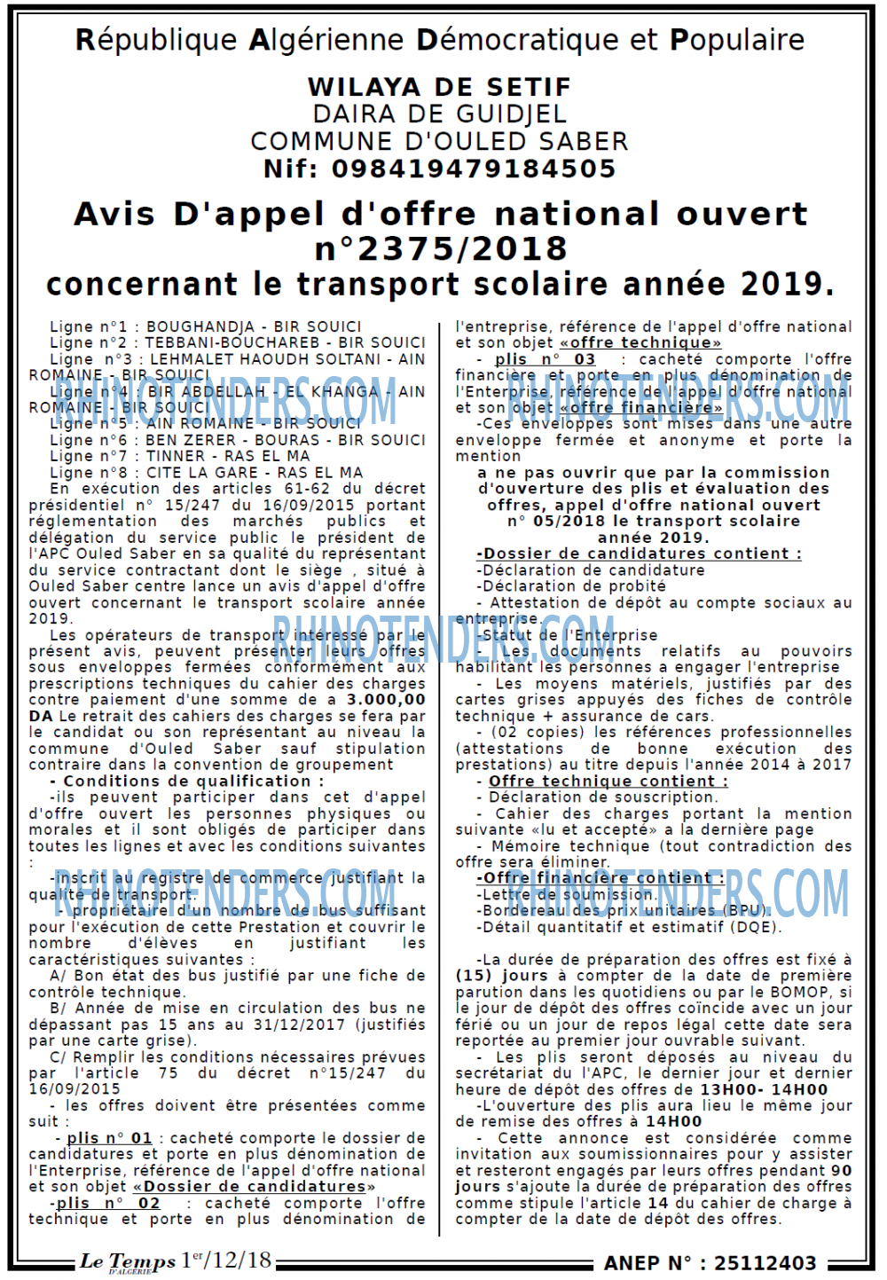 LE TEMPS D'ALGERIE