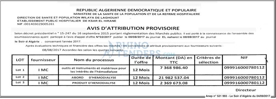LE SOIR D'ALGERIE
