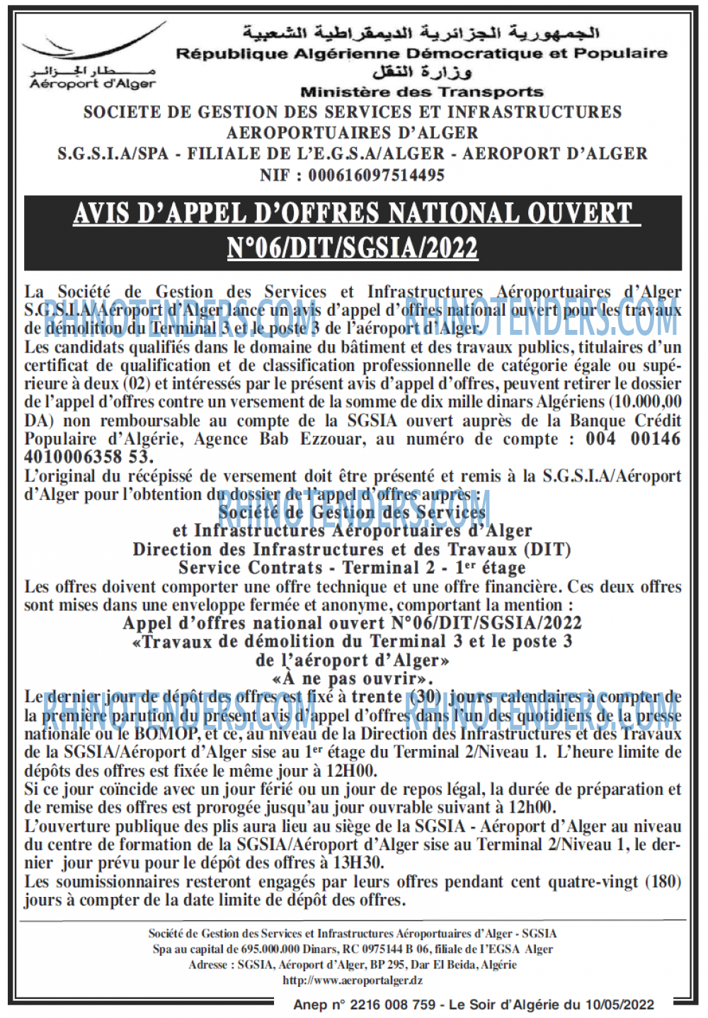 LE SOIR D'ALGERIE
