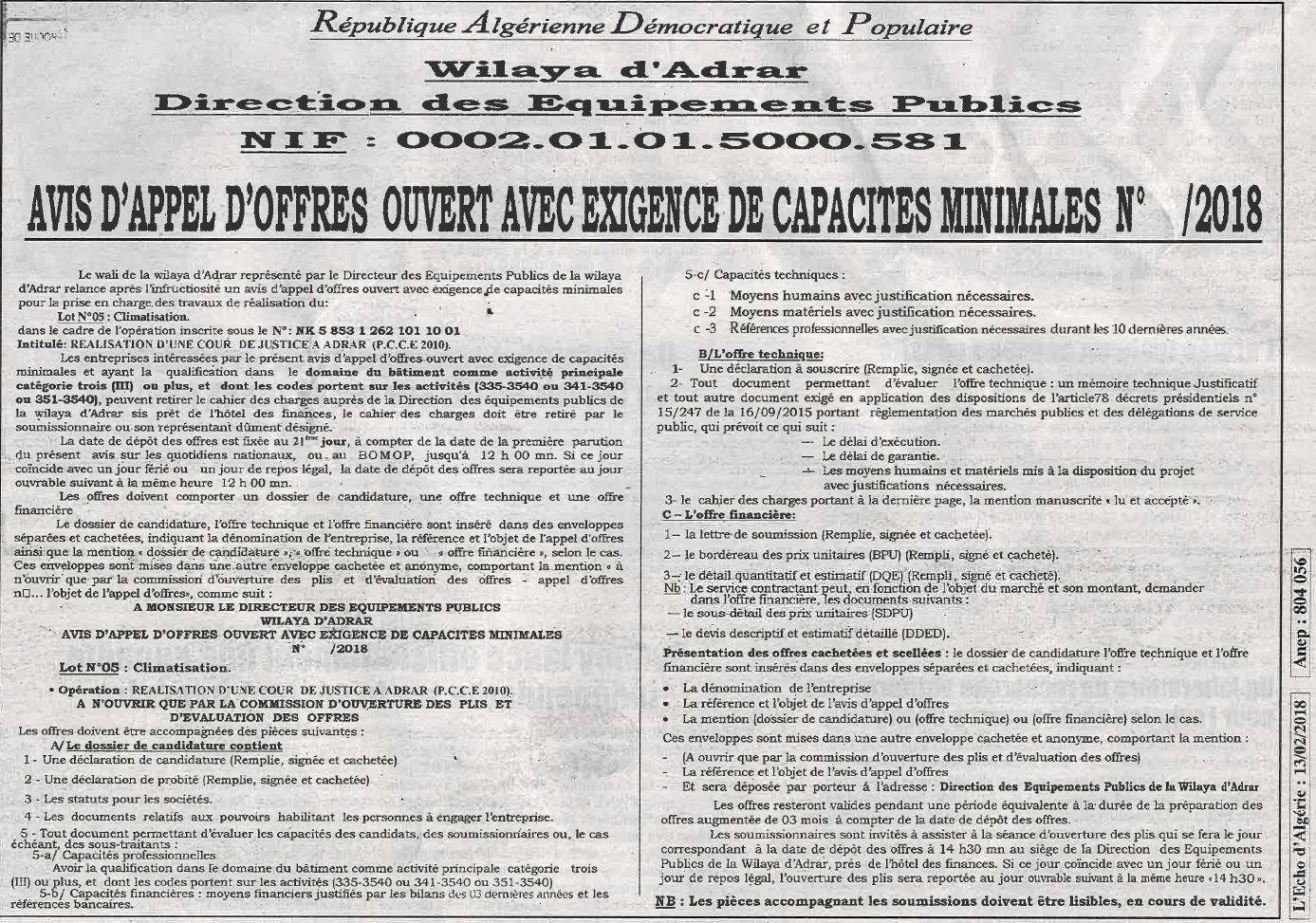 L'ECHO D'ALGERIE