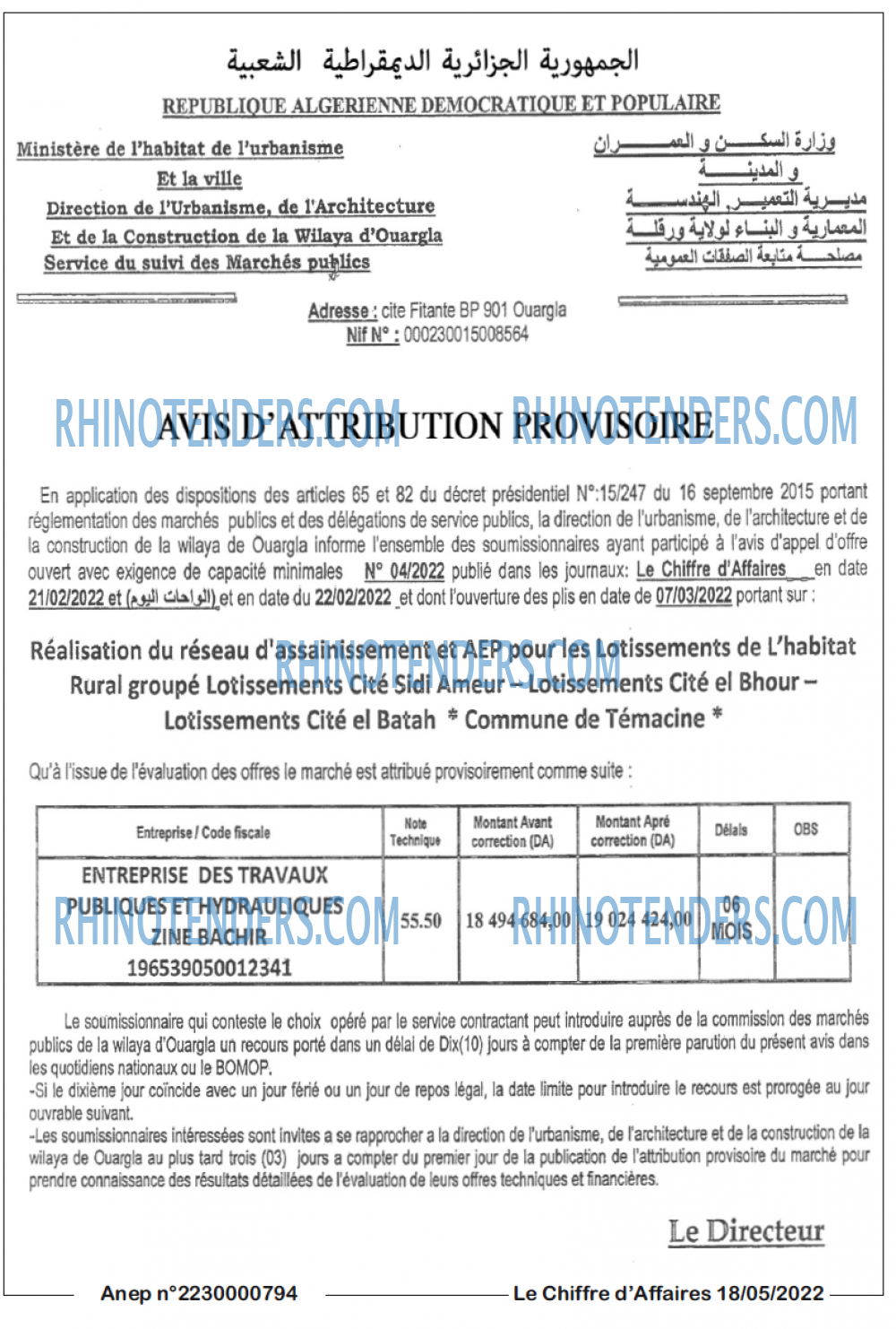 Le Chiffre d'Affaires