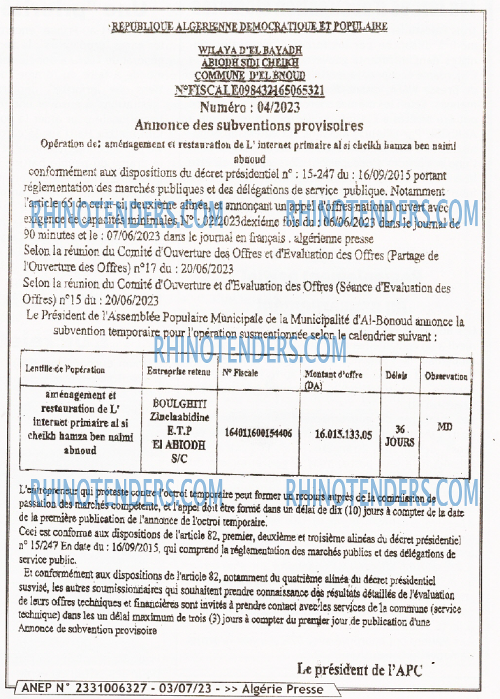 ALGERIE PRESSE