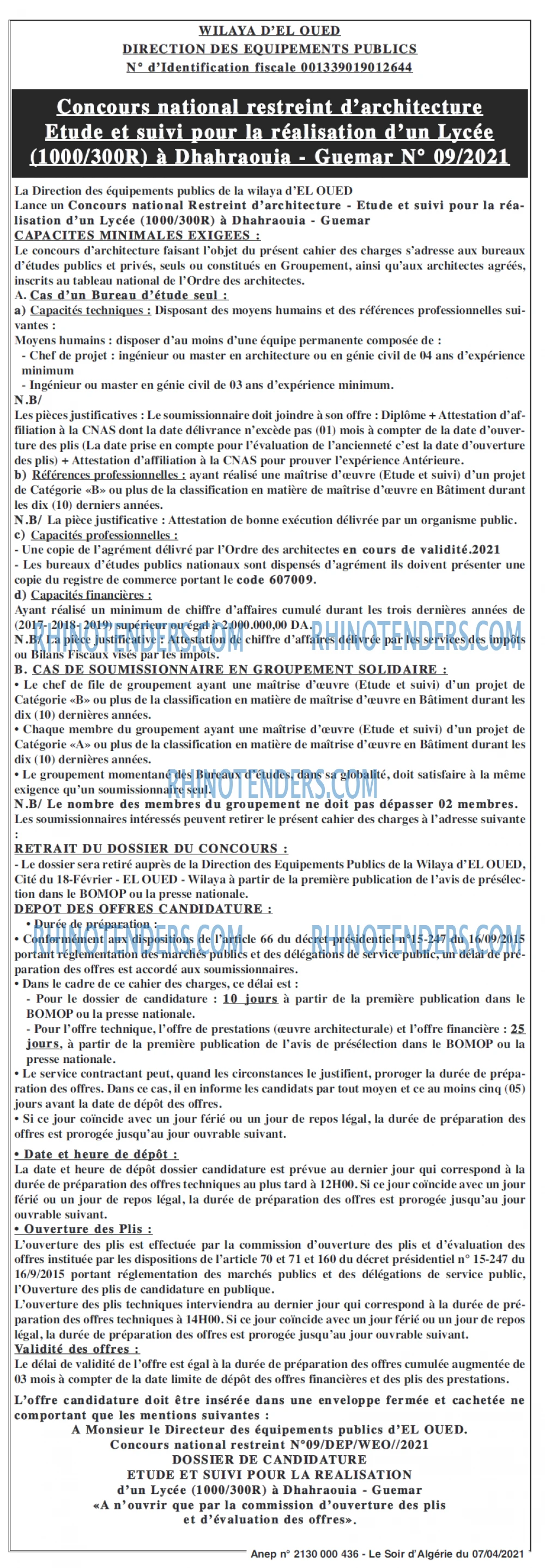 LE SOIR D'ALGERIE