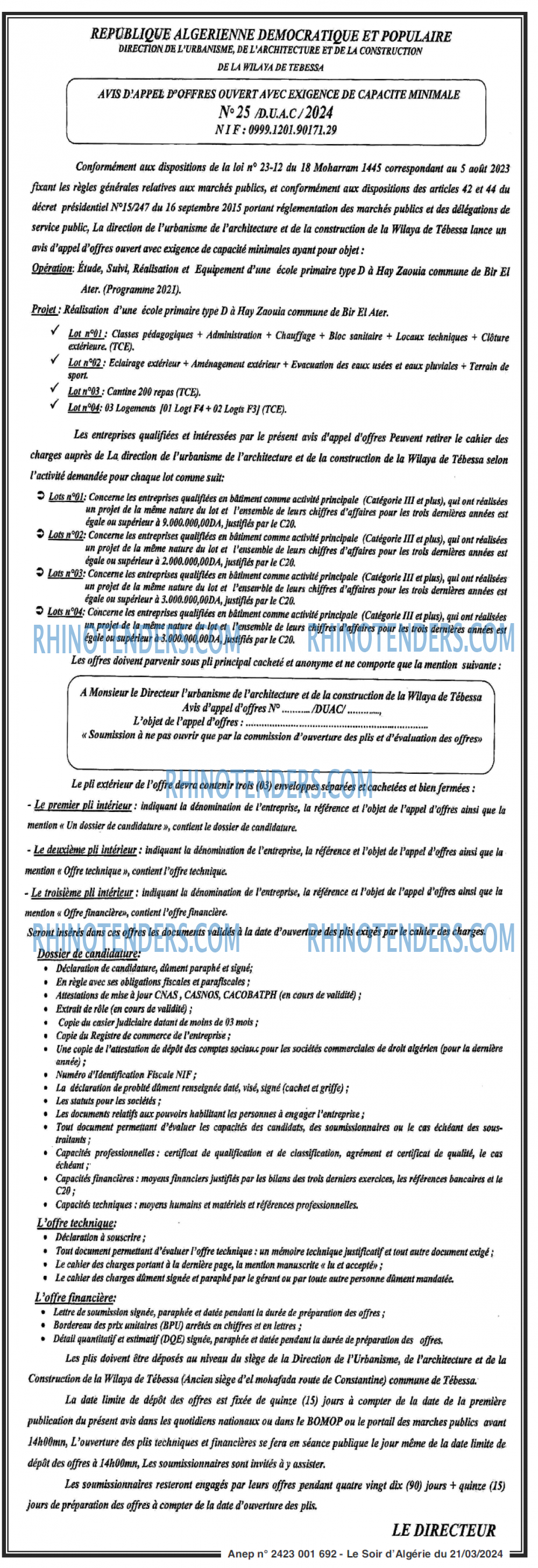 LE SOIR D'ALGERIE