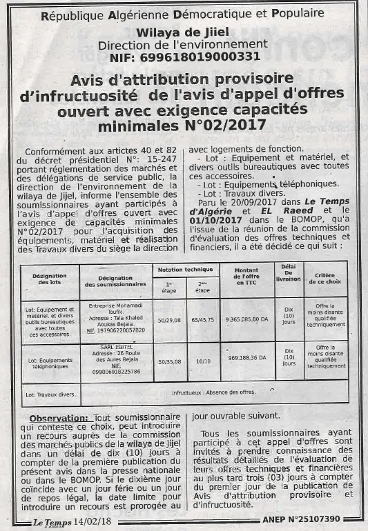 LE TEMPS D'ALGERIE
