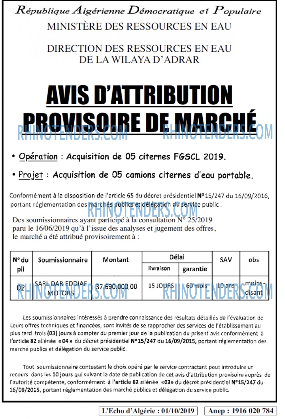 L'ECHO D'ALGERIE