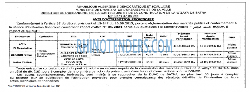 Le Courrier d'Algerie