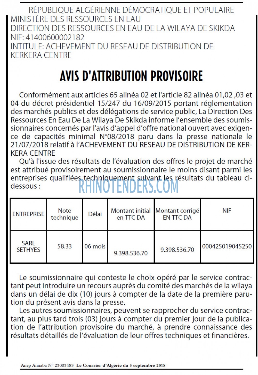 Le Courrier d'Algerie