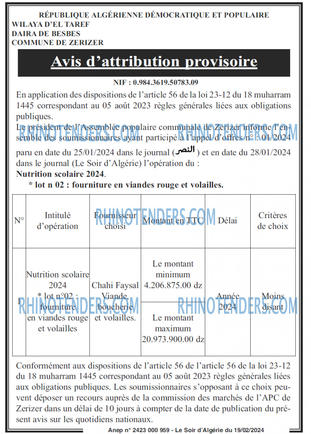 LE SOIR D'ALGERIE