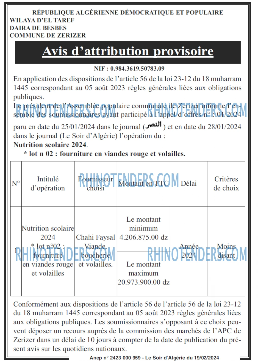 LE SOIR D'ALGERIE