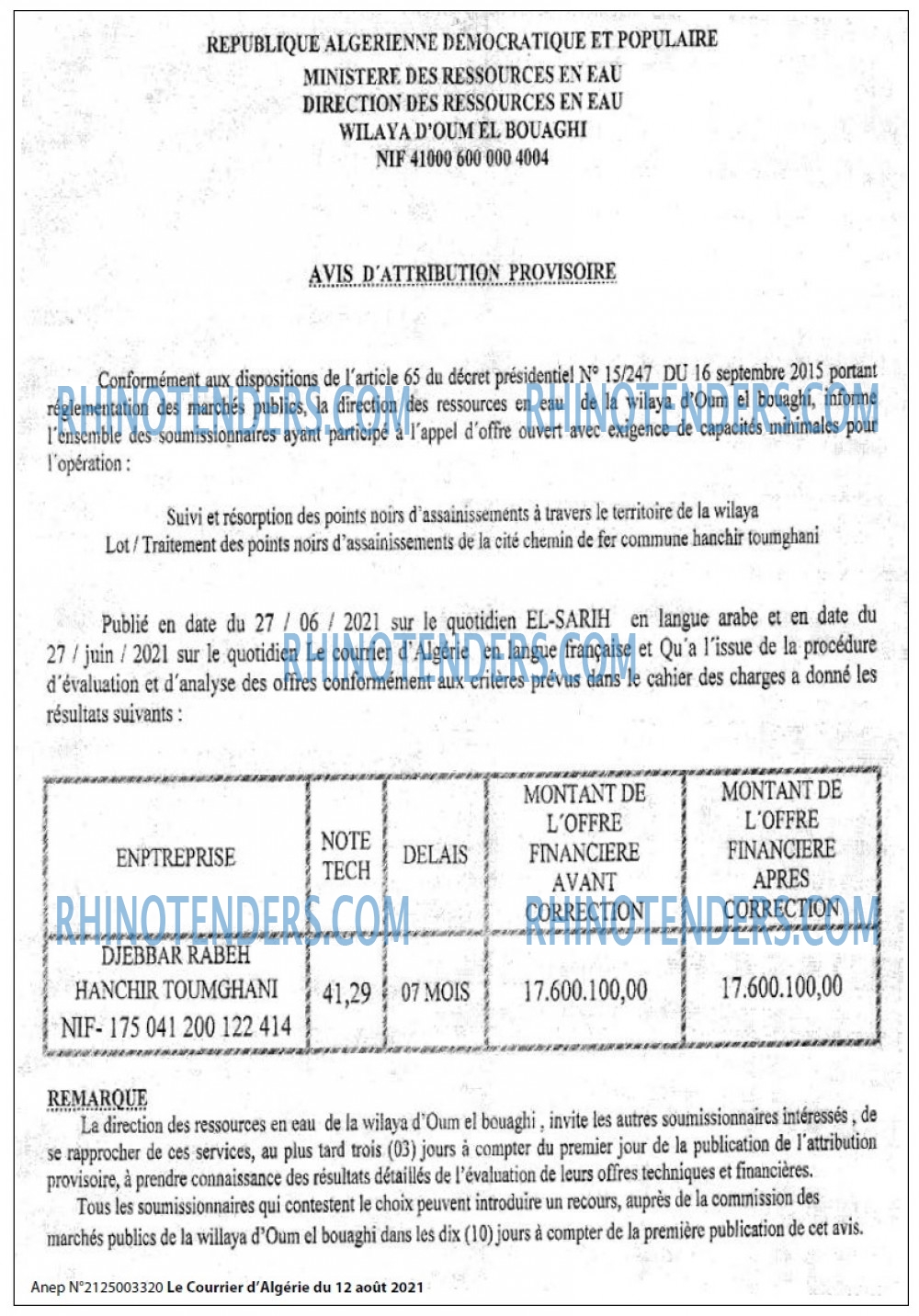 Le Courrier d'Algerie